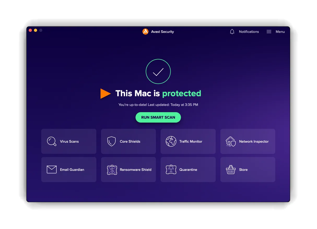 Avast Premium Security dashboard showing protection status